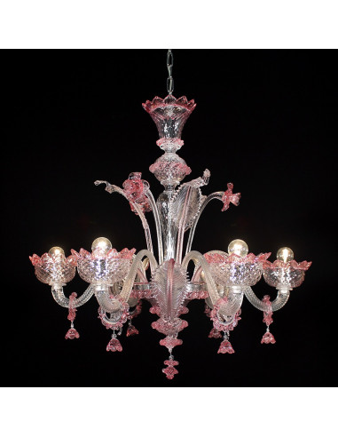 Verrocchio - lampadario in vetro di murano classico cristallo rosa