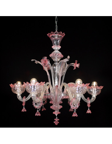 Verrocchio - lampadario in vetro di murano classico cristallo rosa
