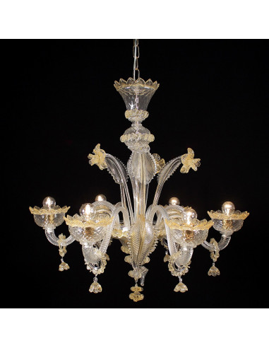 Verrocchio - classic Murano glass chandelier in amber crystal