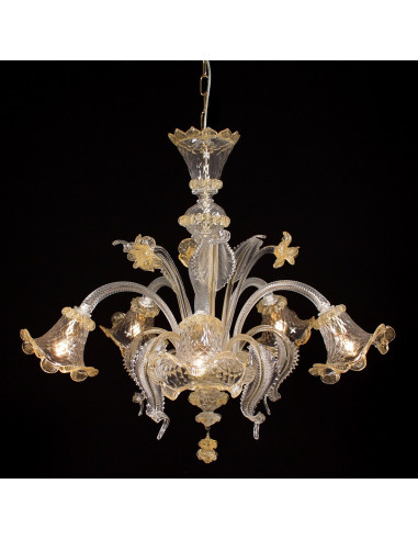 Sacchiero - classic Murano glass chandelier in amber crystal