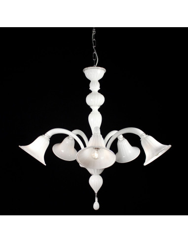 Morago - modern white Murano glass chandelier, Venetian design model