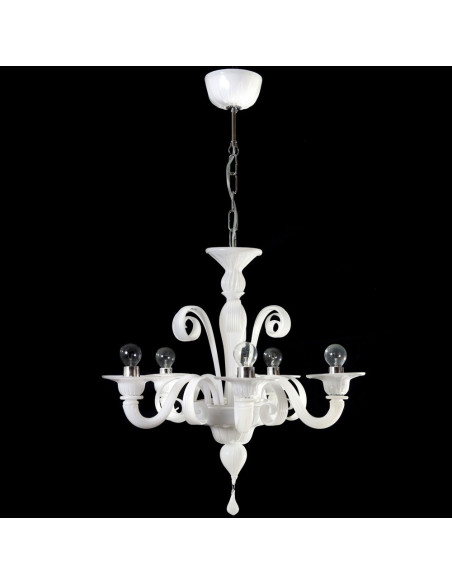 Electre Mignon - classic micro chandelier in milky white Murano glass Electre Mignon - classic micro chandelier in milky white Murano glass
