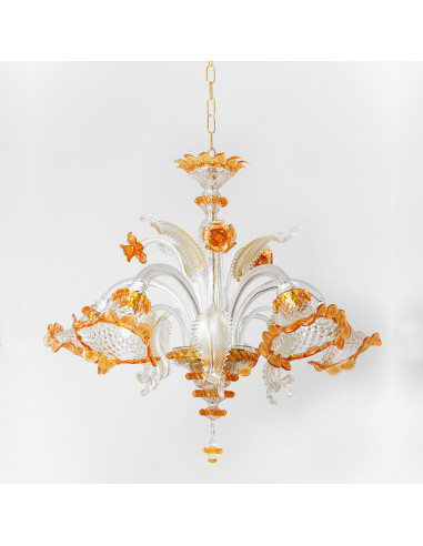 lampadario in vetro di murano oro arancio modello ca venier