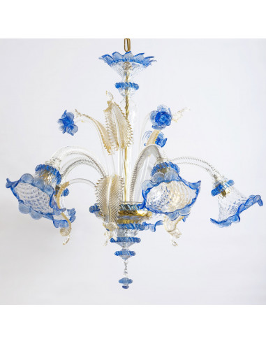 lampadario in vetro di murano oro blu modello ca venier