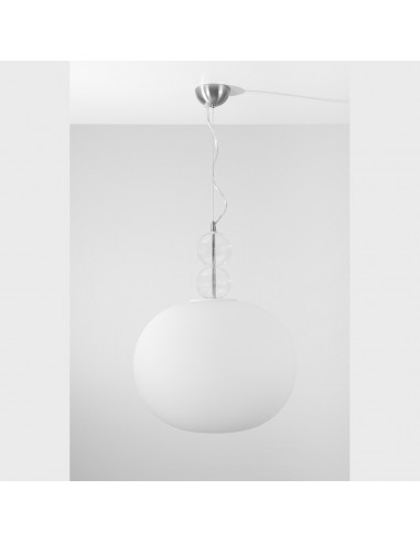 Lampadario a palla in vetro di Murano modello White Suspension