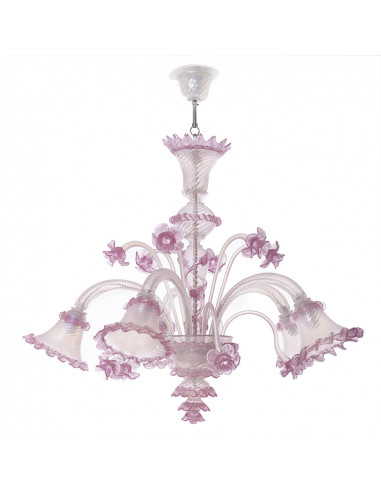 Lampadario veneziano Eudora - Opalino e Rosa