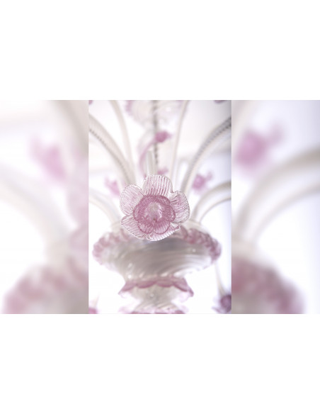 Lampadario veneziano Eudora - Opalino e Rosa