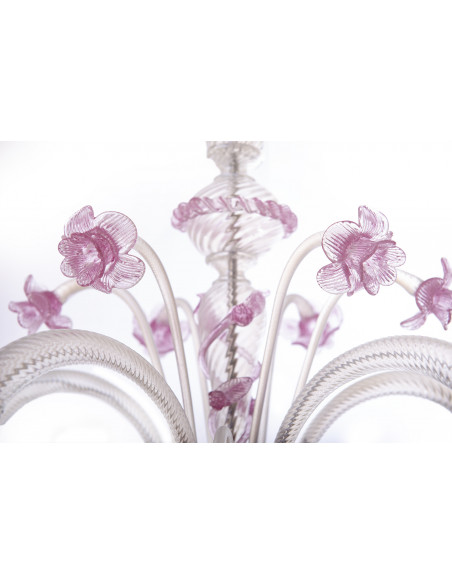 Lampadario veneziano Eudora - Opalino e Rosa