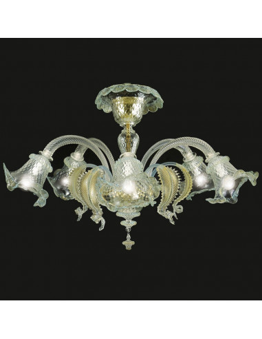 Murano glass ceiling light model Ca 'Venier crystal gold