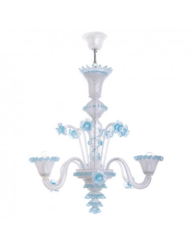 Lampadario veneziano Eudora - Opalino e Rosa