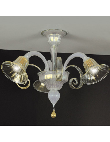 opal gold Murano glass ceiling light model Lodoli