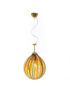 Amber Drop - Sospensione a sfera in vetro di Murano ambra