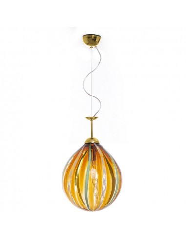 Amber Drop - Sospensione a sfera in vetro di Murano ambra