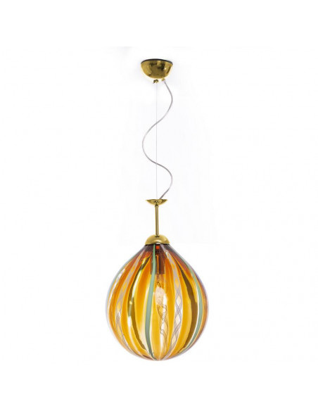 Amber Drop - Sospensione a sfera in vetro di Murano ambra