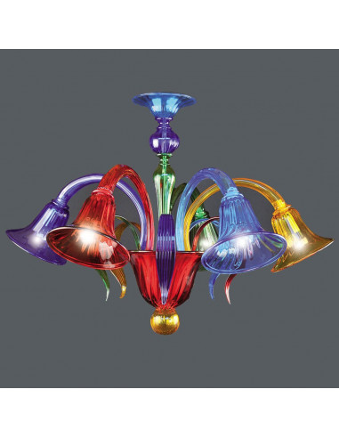 Plafoniera in vetro di Murano modello Marco Polo multicolor