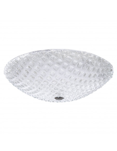 Plafoniera in vetro di murano - modello lacunare - motivo a cassettoni - colore cristallo