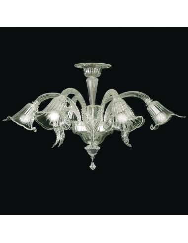 Murano glass ceiling lamp with calla-shaped flowers Tiziano model