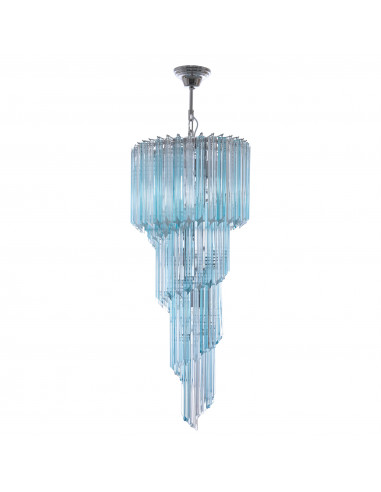 Lampadario di lusso Murano moderno - Vetri quadriedri - Cristallo Azzurro