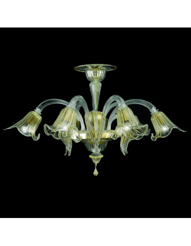 Murano glass ceiling lamp with calla-shaped flowers Tiziano model