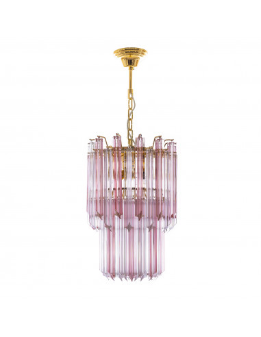 Regale - Lampadario Quadriedri Murano - Vintage Design con dettagli in rosa e oro