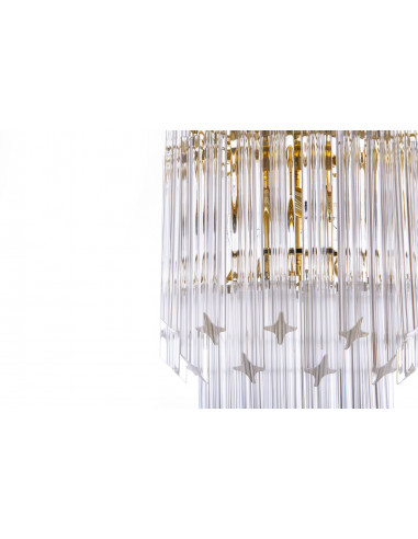 High details - Regal - Quadriedri Murano chandelier - Vintage Design - Crystal and Gold