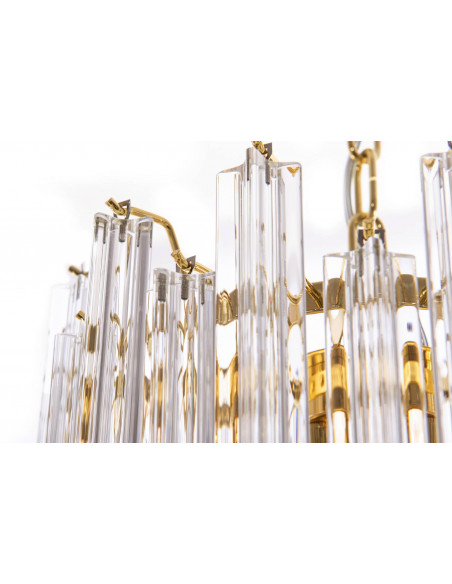 High details of the Regale Murano chandelier in Crystal and Gold