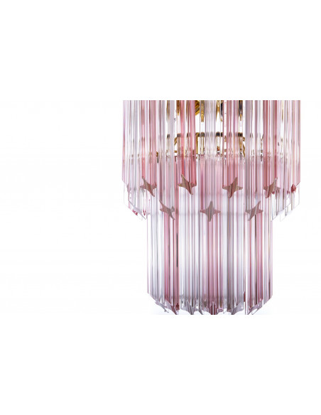 Regale Details - Quadriedri Murano Chandelier - Vintage Design - Pink Crystal