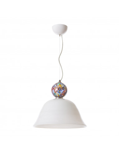 sospensione con murrine veneziane - tipica lampada muranese colore bianco